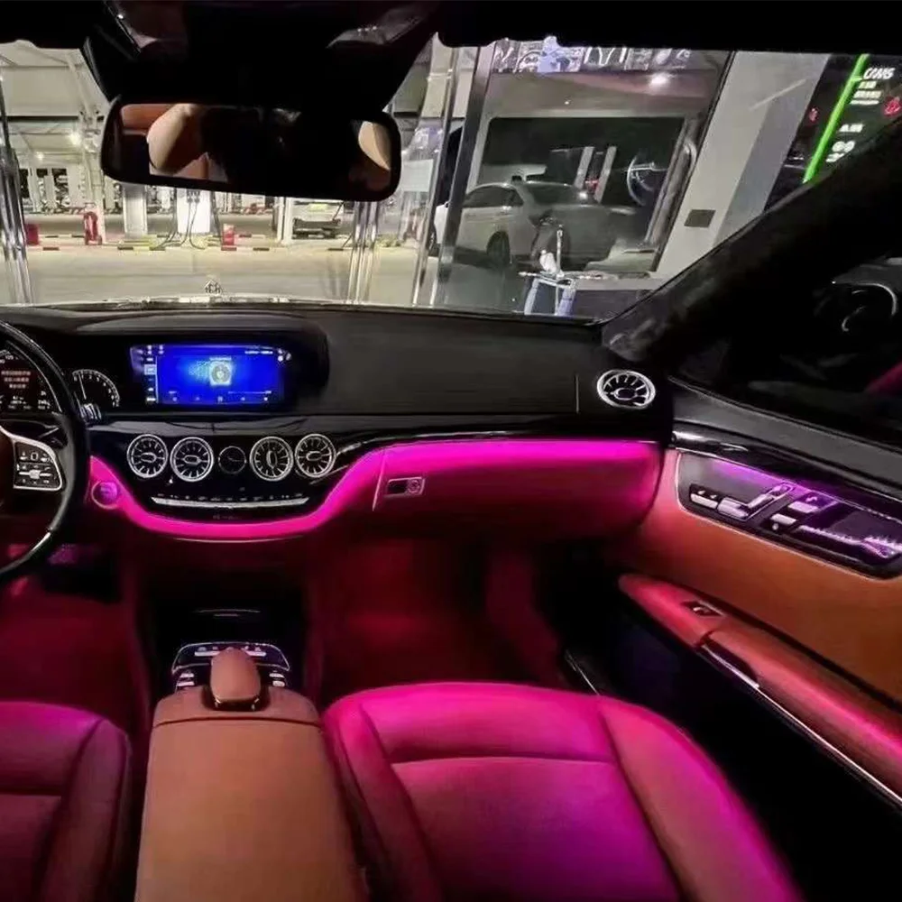 For Mercedes Benz W211 Ambient Lamp Backseat LED Neon Light Center Console Cup Holder Door Speaker Atmosphere Light