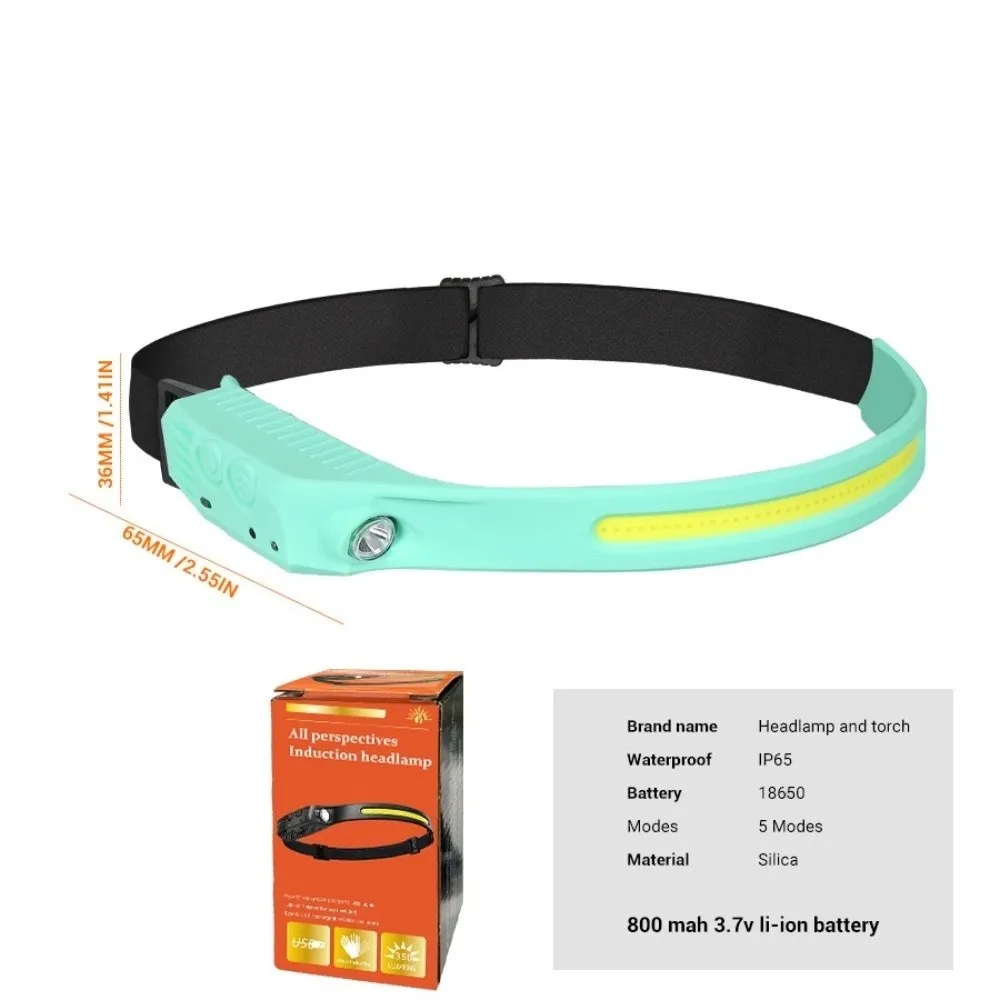 

Portable Super Bright Induction Headlamp USB Rechargeable COB+LED Sensor Head Flashlight waterproof Sensor Headlight Outdoor