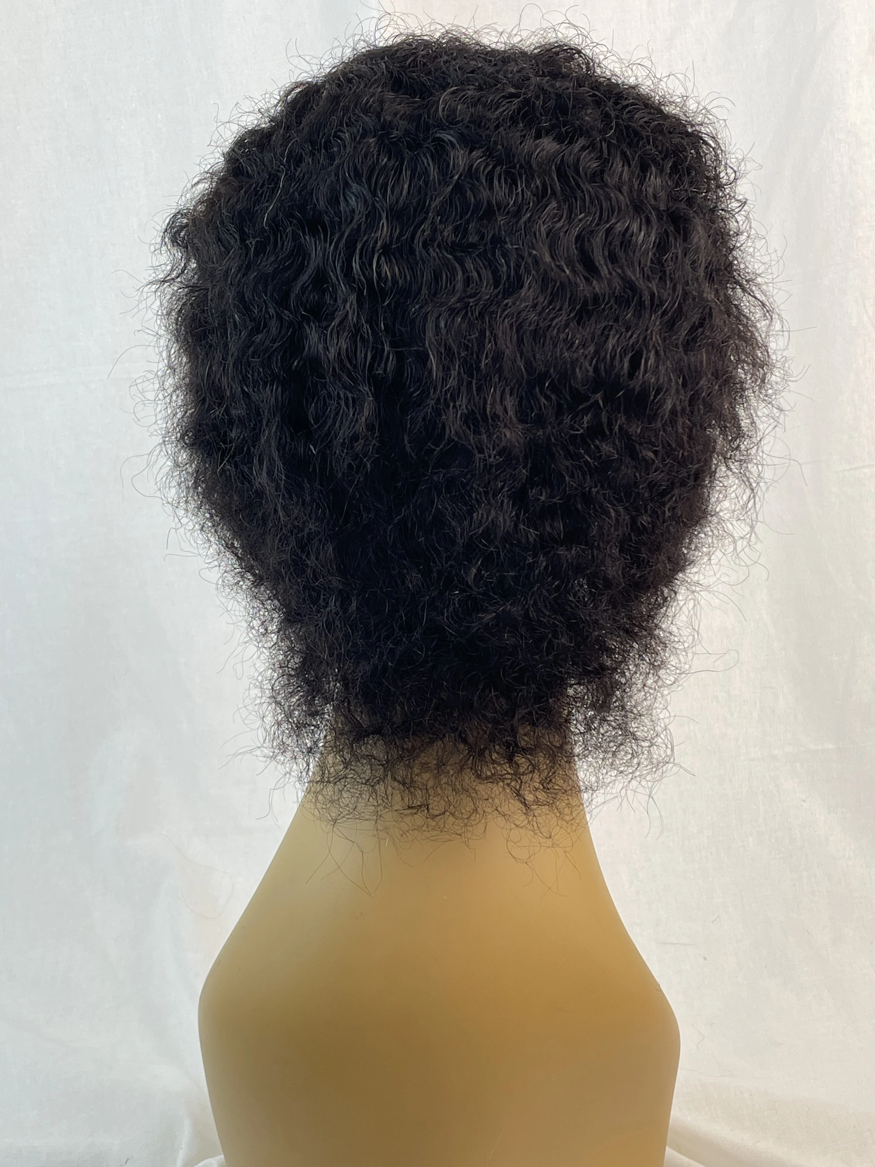 ナチュラルブラックカラー ピクシーショートカール 100%人毛ウィッグ 13x1レースフロントウィッグ 人毛ショートカール