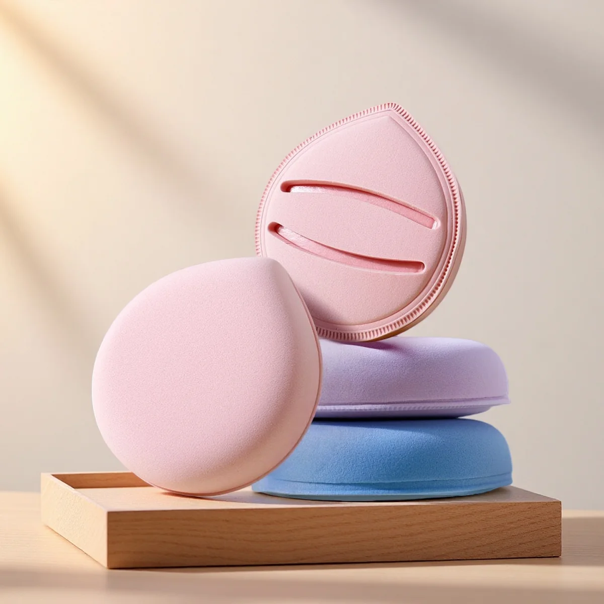 4 Peças de Esponja de Maquiagem Beauty Blender, Esponja de Base Profissional, Esponja Macia e Flexível, Expansível com Água