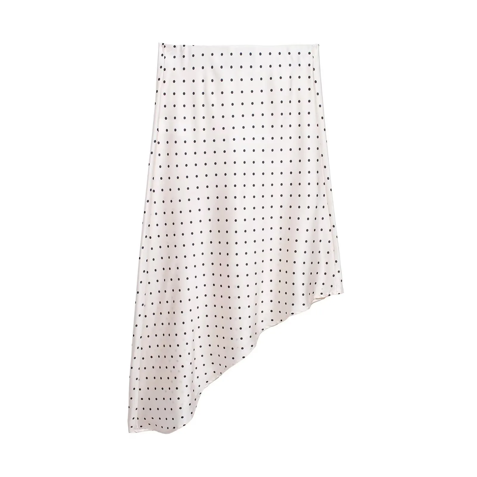 2026 New Women's Summer Fashion Polka Dot Asymmetrical Silk Satin Textured Skirt