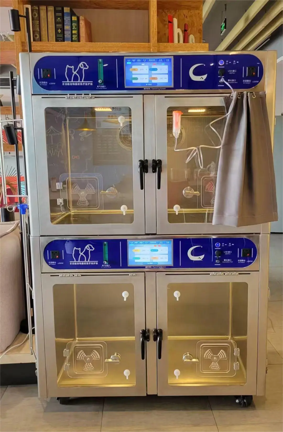 Double‑Cabin Pet ICU Incubator Veterinary Intensive Care Unit With Temperature Humidity Oxygen Control