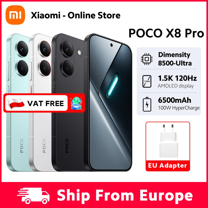 Smartphone POCO X8 Pro version globale, processeur Dimensity 8500-Ultra, batterie 6500 mAh, écran AMOLED 6,59 pouces 1,5K, charge rapide 100 W, NFC, 5G