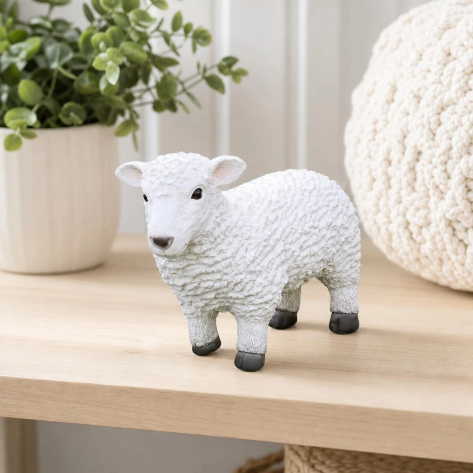 Sheep Garden Ornament Textured Fleece-Like Lamb Sculpture Lamb Statue Pastoral Charm Outdoor Decor Farm Animals