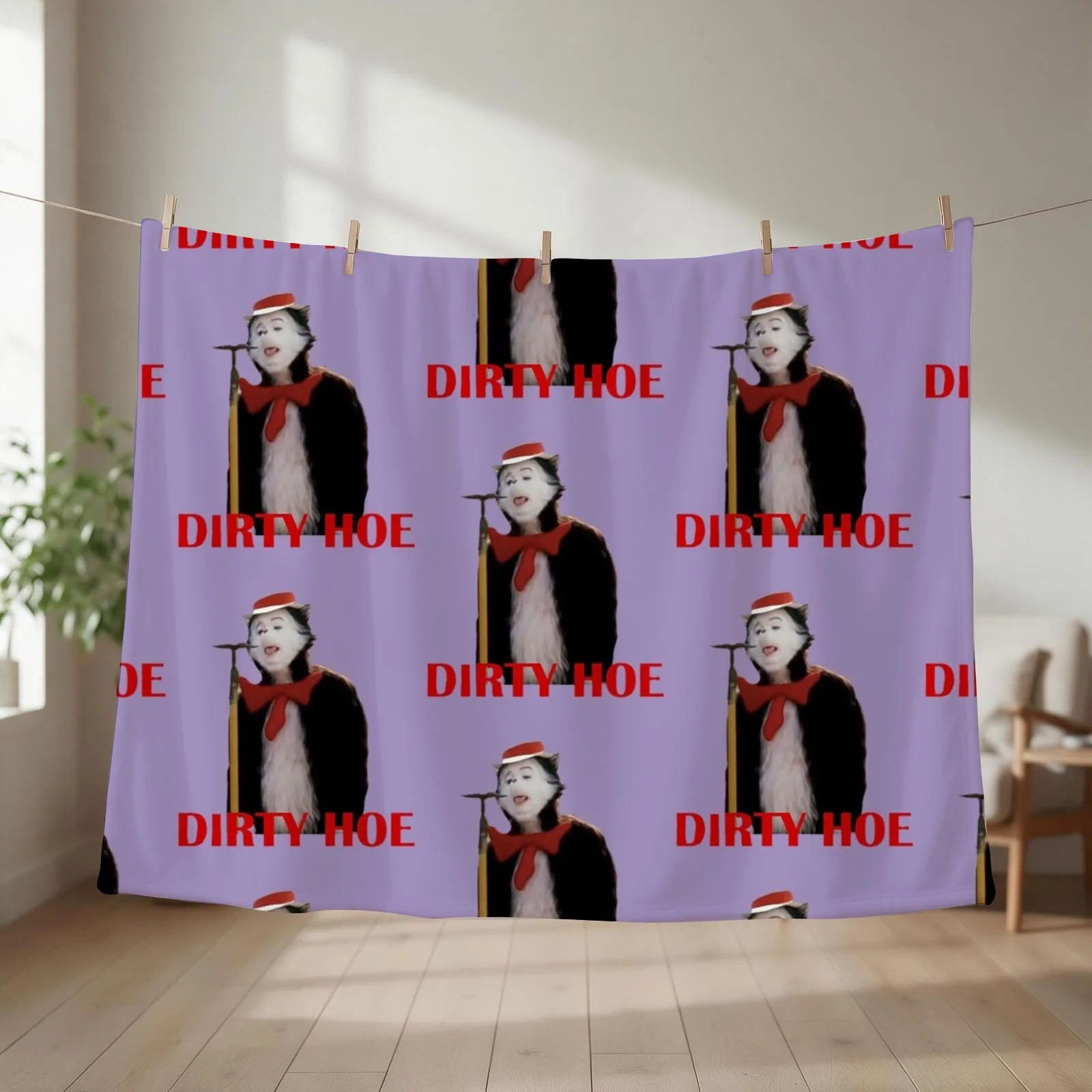 Cat in the hat dirty hoe Throw Blanket couch cozy soft plush fuzzy picnic outdoor blanket