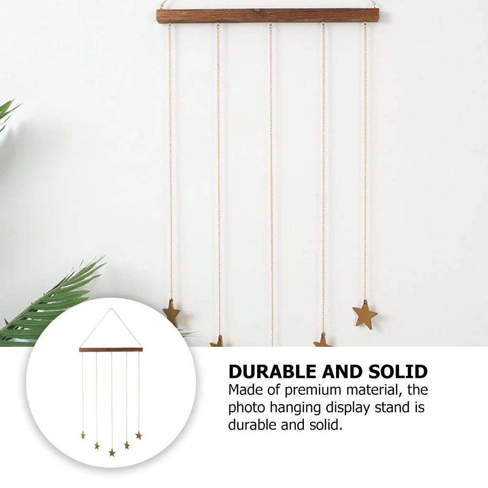 رف عرض صور معلق بتصميم نجمة خشبية، منظم صور معلق على الحائط، ديكور حائط مثالي للمنزل والمكتب