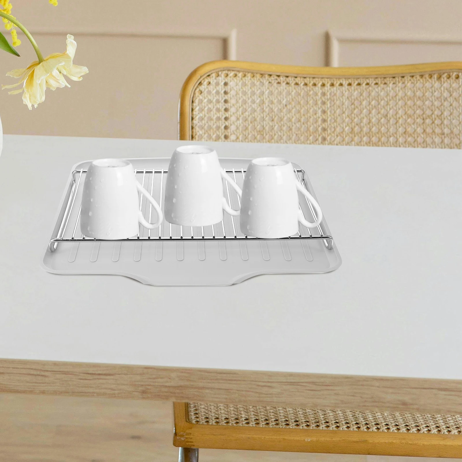 

Stainless Steel Drain Rack Drying Board Light Grey Kitchen Counter Dishwasher Space Saving Sleek Design Storage Solution
