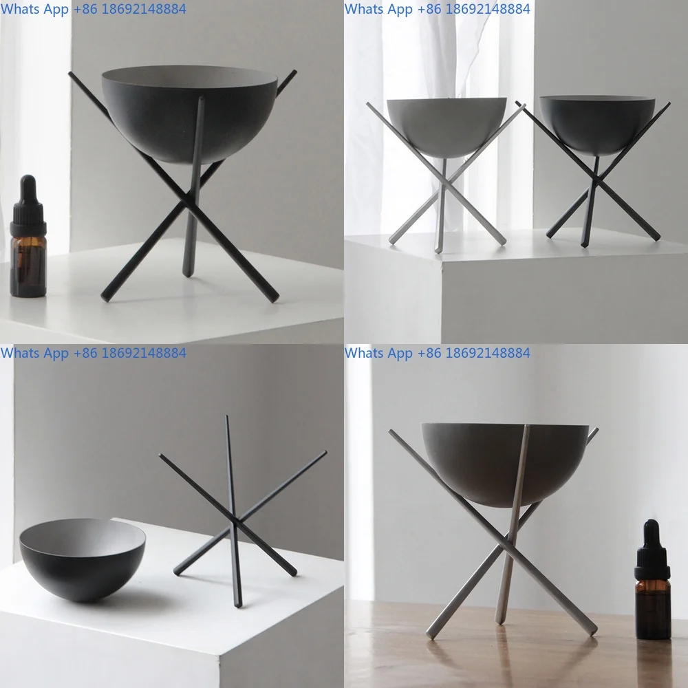 Minimalist fire metal stand tray sample room bedroom storage dish aromatherapy holder decorative accessory