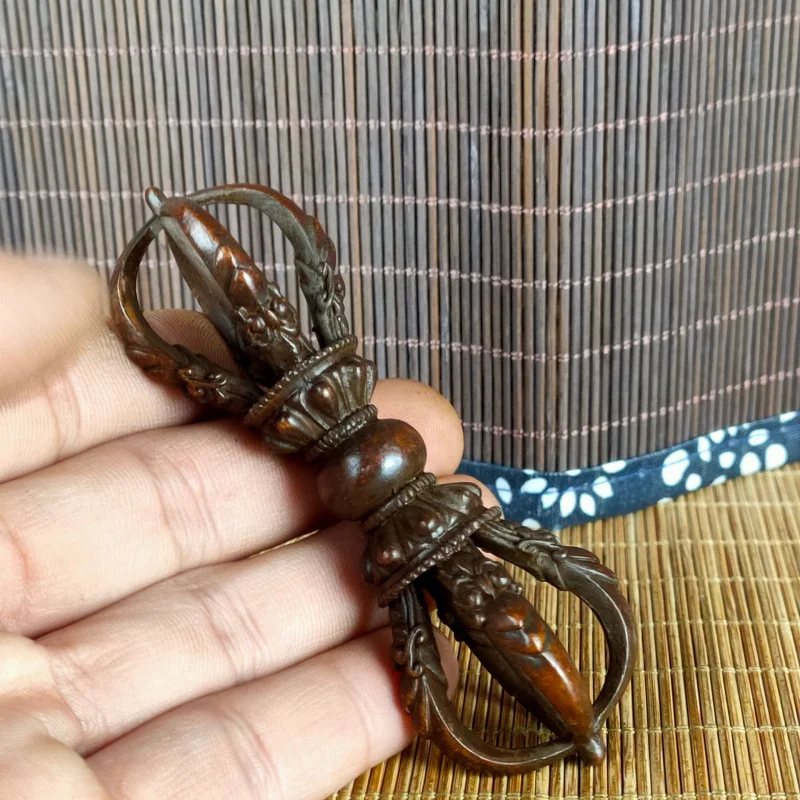 

Antique Copper Distressed Five-Pronged Vajra Handle Piece Retro Cultural Play Miscellaneous Five-Pronged Tibetan Puba Vajra Tant