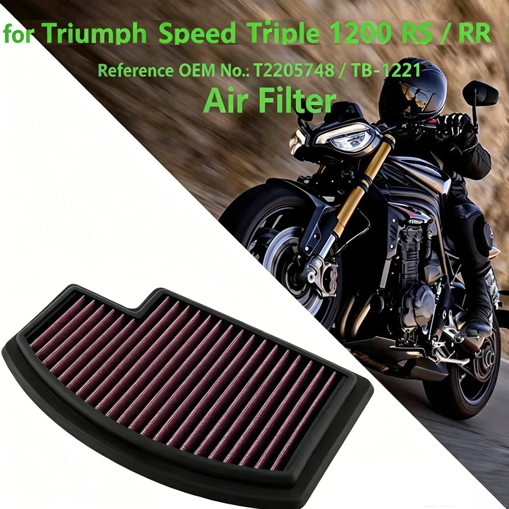 

For Triumph Speed Triple 1200 RS/RR 2021 2022 2023 2024 2025 2026 Motorcycle High Flow Air Filter Intake Cleaner T2205748