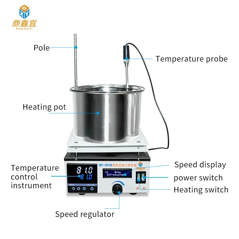 Xin Tester 5L Heating Magnetic Stirrer DF-101T-5L Lab Digital Display Constant Temperature Mixer Timed 220V image 3
