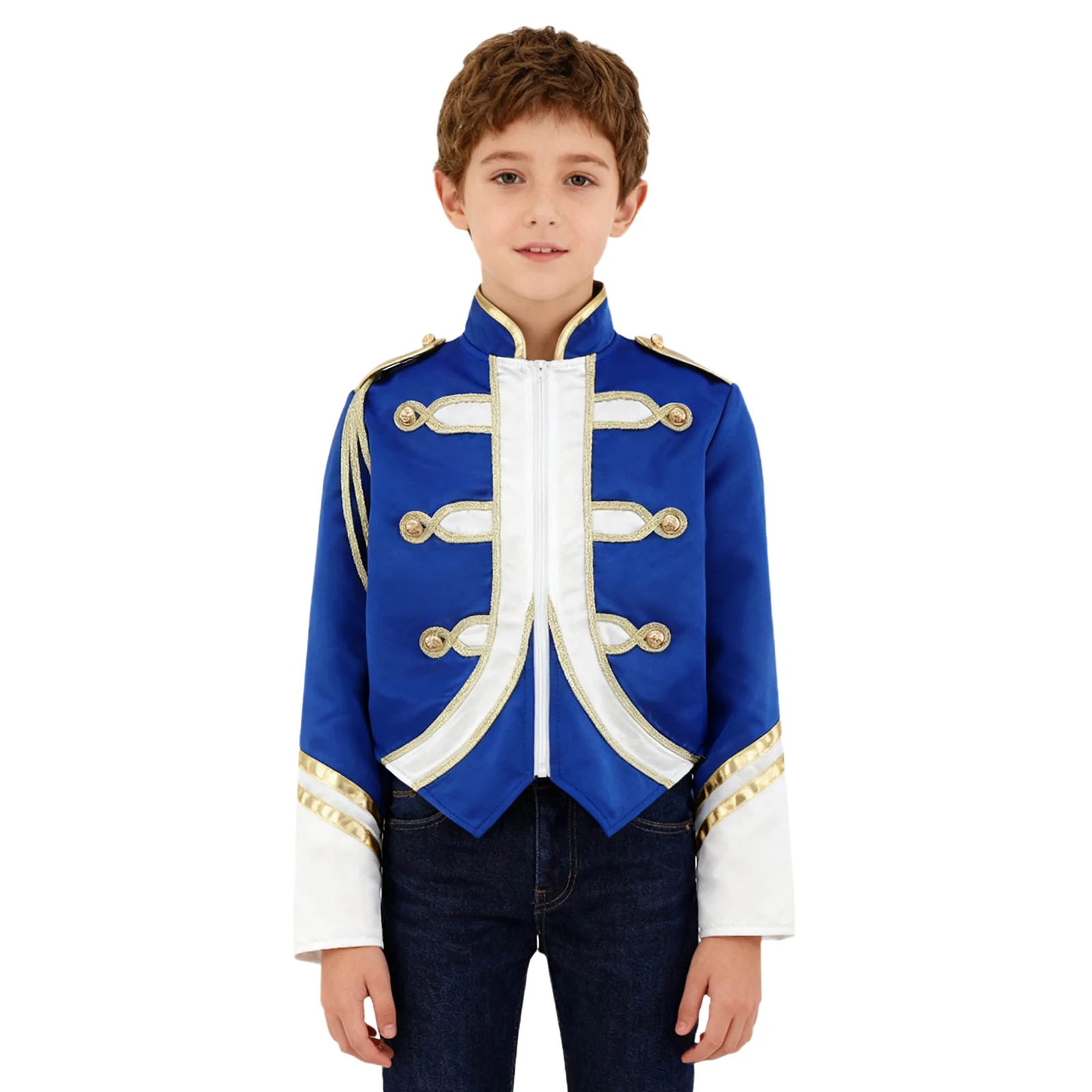 

#6-16 Halloween Trumpet Honor Guard Team Cosplay Uniform Marching Band Jacket Contrast Color Long Sleeve Coat Drum Uniform