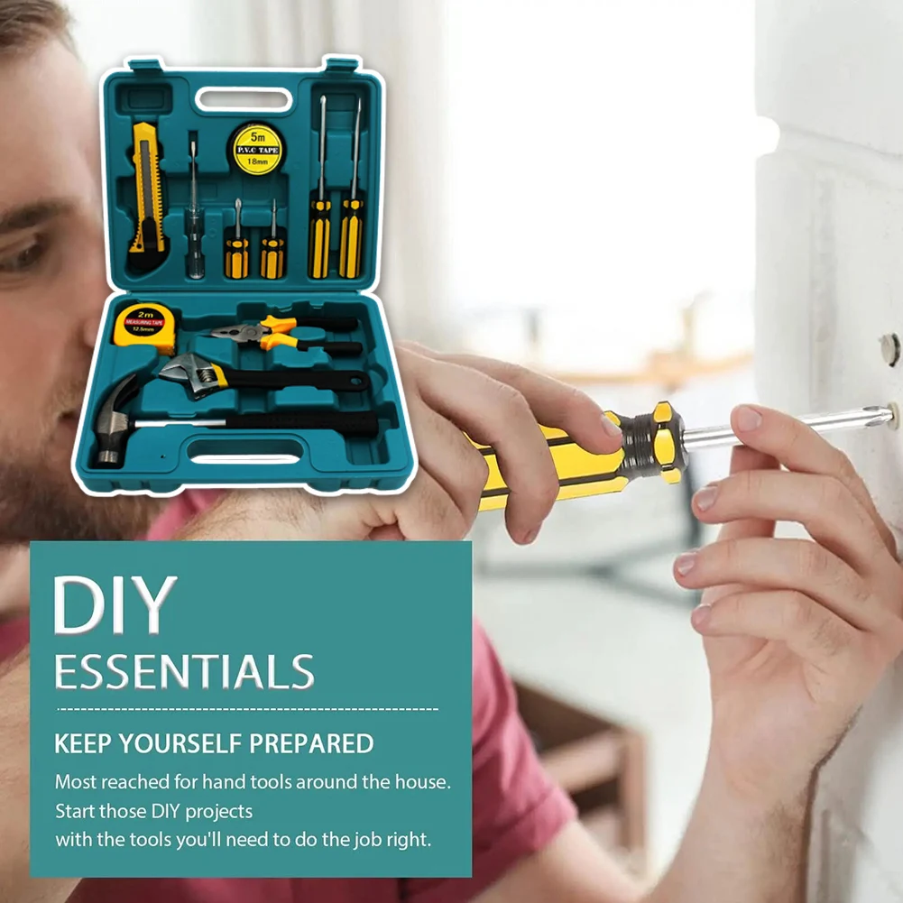 12-Piece Home Tool Set With Case Complete 12-Piece Essential Home Kit College Dorm And Apartment Essential Portable Tool Kit