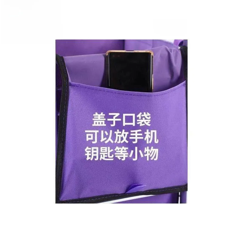厚みのあるオックスフォードショッピングバッグ-カバー付き-大容量布製バッグ-家庭用-ポータブルショッピングカート収納バッグ-野菜用
