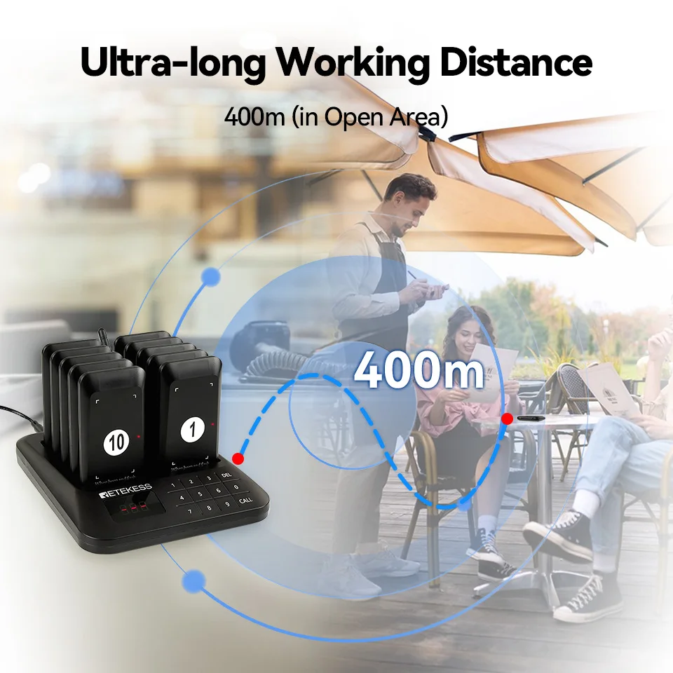 Retekess TD157S 무선 호출 시스템 호출기 레스토랑 버저 비퍼 벨 수신기 푸드 트럭 카페 바 클리닉 용 코스터