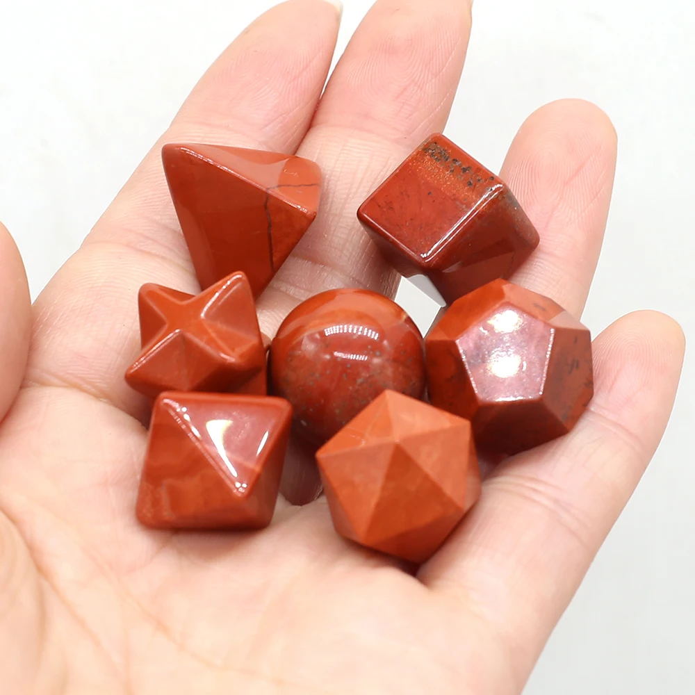 7Pcs Natural Gemstone Platonic Solids Reiki Heal Energy Icosahedron Tetrahedron Crystal for Home Decoration Stone