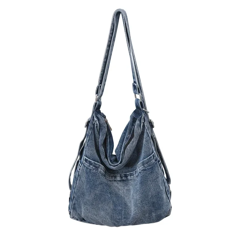 Zipper Denim Large Capacity Fashion Shoulder Bags Sewing Thread 2025 High Quality Crossbody Bags for Women Basic Style