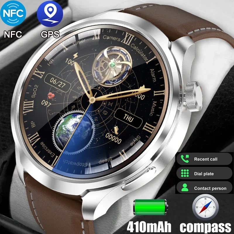 2024 New Smart Watch for Men - GPS Track, Bluetooth Call, 1.85-Inch Ultra HD Screen, 410mAh Battery, Heart Rate Monitor.