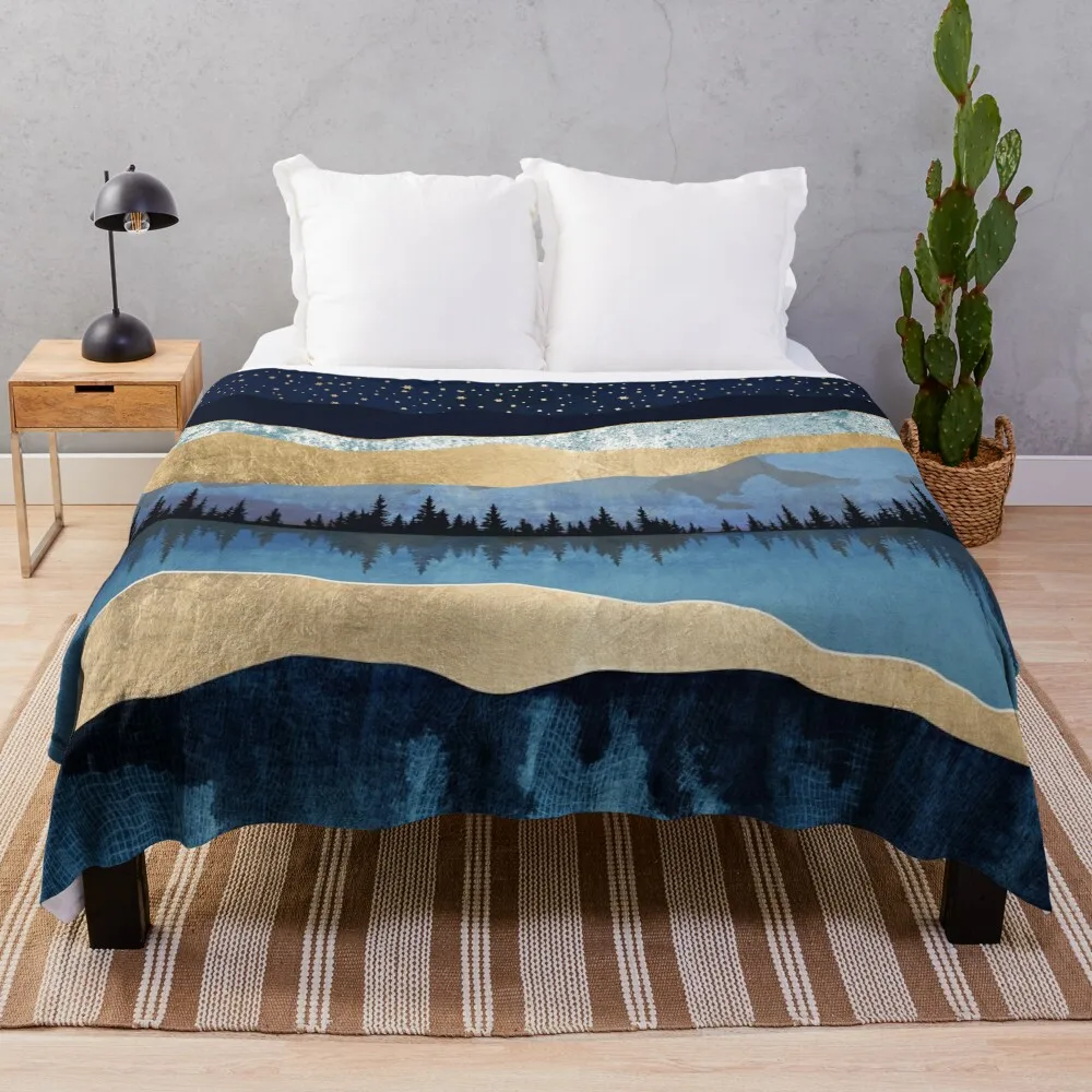 

Midnight Lake Throw Blanket heavy to sleep Decorative Throw Cute Plaid Plush Blankets