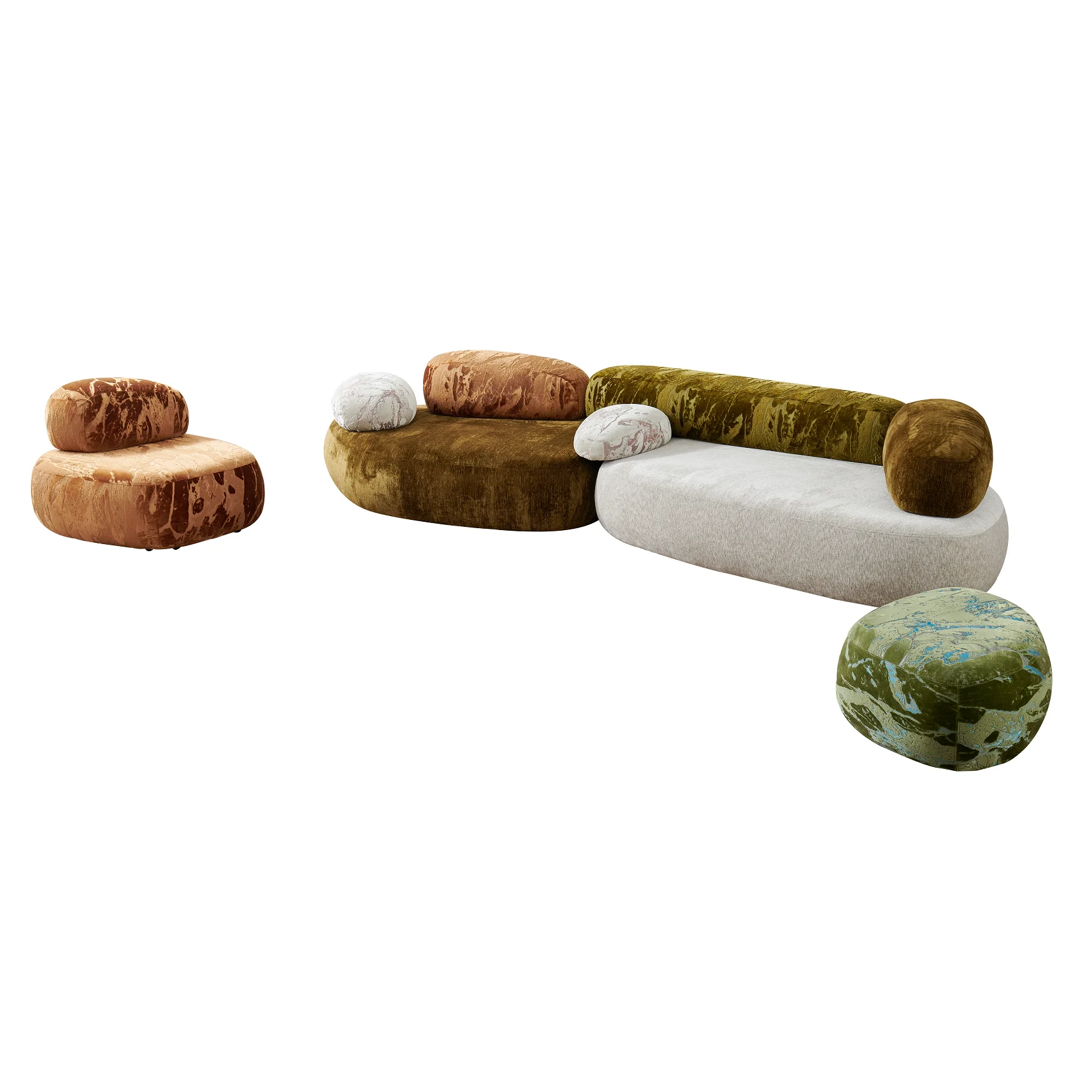 &Customizable Modern Living Room Velvet Combo Sofa with Foam Padding Straight Row Sofa, Size Color Available