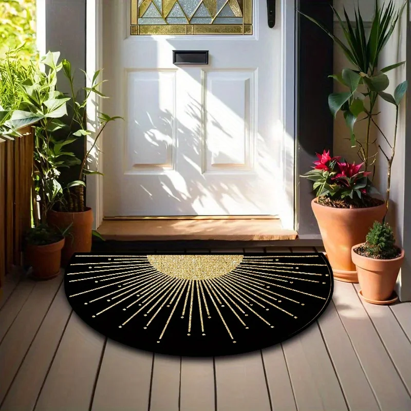 VIKAMA Fun Glow In The Dark Moon Pattern Half Circle Floor Mat For Kitchen Hallway Bathroom Entryway Home Decoration