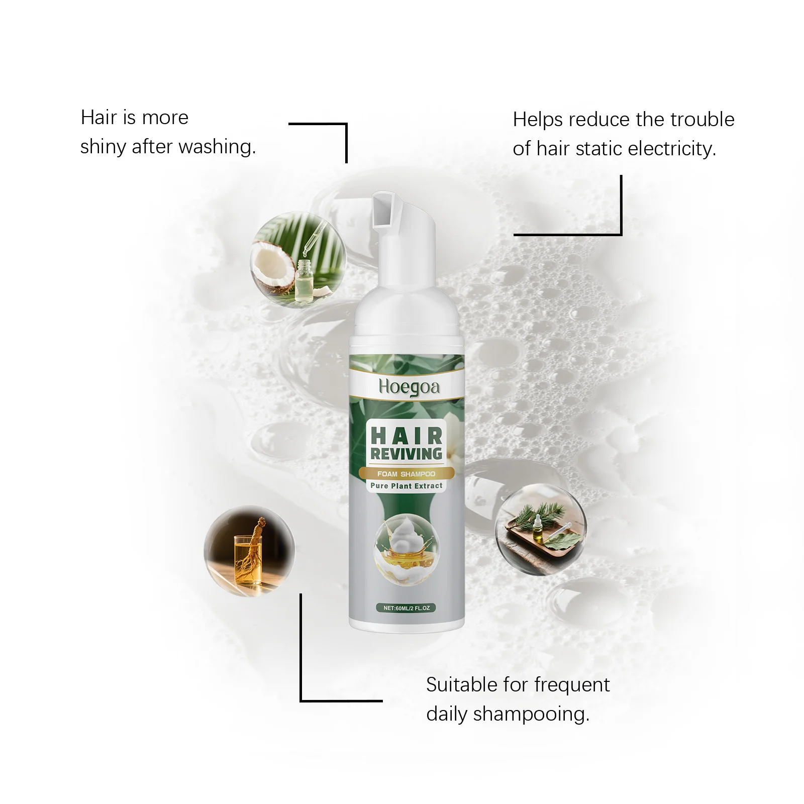 شامبو رغوي عضوي طبيعي لجميع أنواع الشعر، تنظيف لطيف، مكثف، مغذي، مضاد للتجعد، مرطب للعناية بالشعر #3