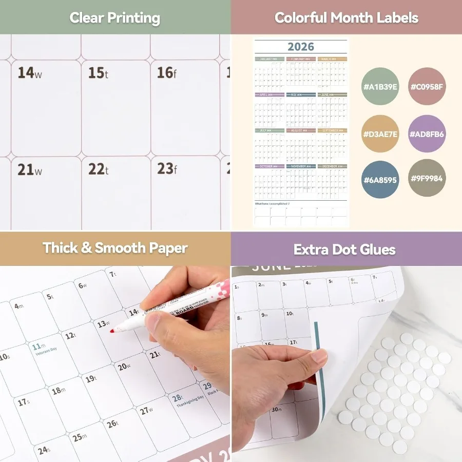 Calendario da parete annuale grande Calendario dell'anno completo 2026 Uno e gennaio 2026 dicembre 2026 Calendario da parete annuale 2026 24"X 48" Planner 2026 Lar