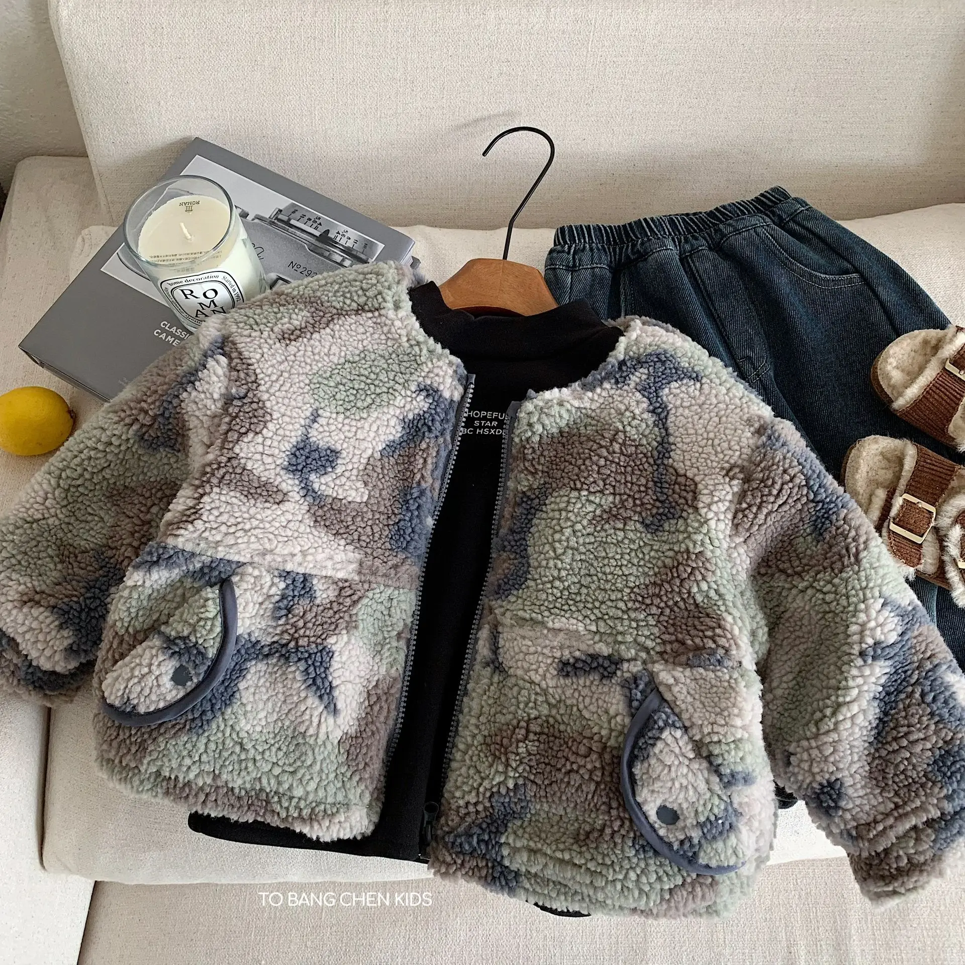 

Kids Baby Boys Wool Jacket Camouflage Thicken Warm Toddler Boys Fluffy Coat New Winter Round Neck Infant Boys Outerwear Coat