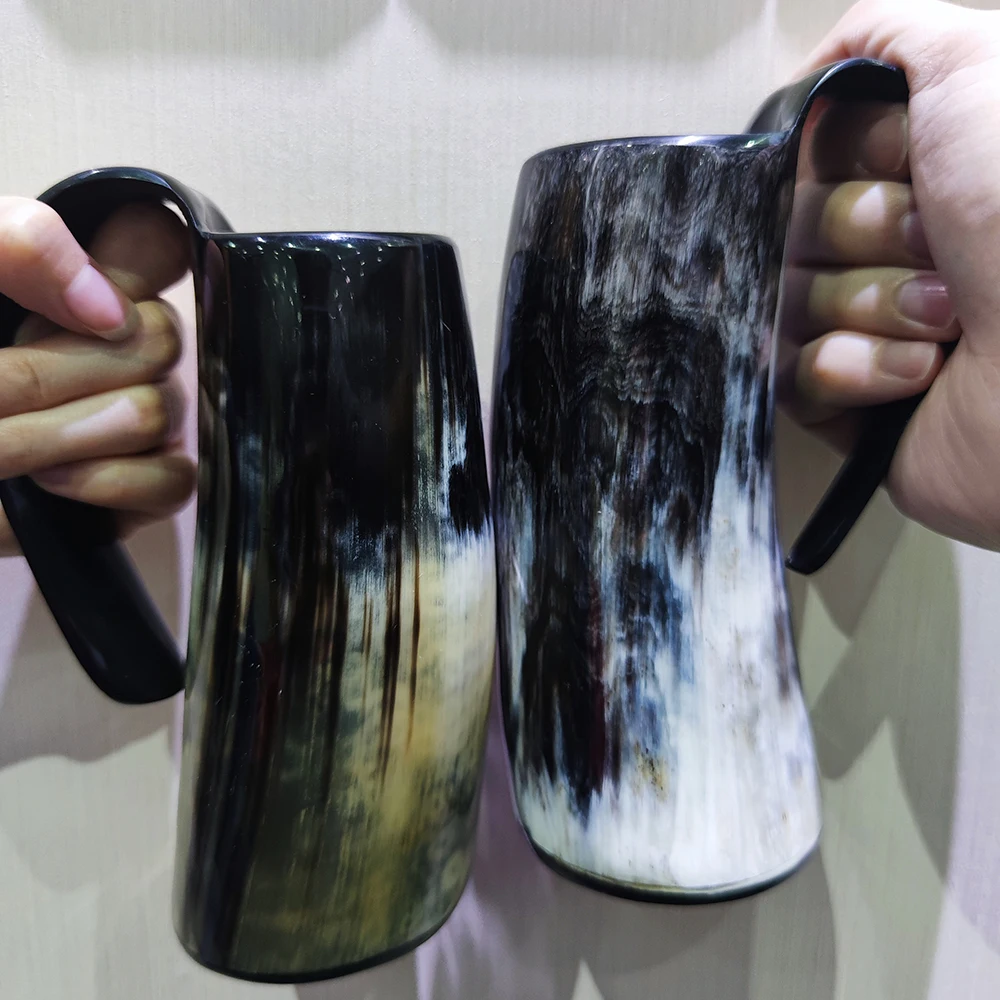 700ML Cups Handmade Ox Horn Mug Crafts Whiskey Shot Glasses Cup Mug Wine Drinking Coffee Tea Mugs Dropshipping