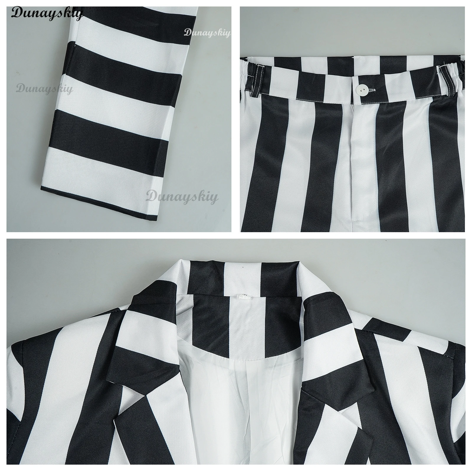 زي مايكل كيتون تنكري للرجال ، بدلة مخططة بالأبيض والأسود ، سترة ، قميص ، سراويل ، ملابس ، هالوين ، كرنفال ، شعر مستعار ، قناع