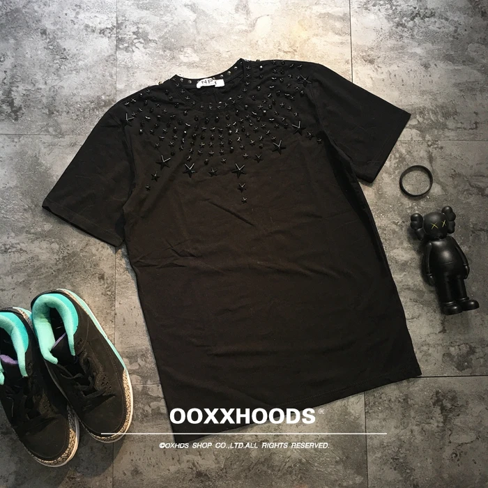 

Новая летняя парная футболка с коротким рукавом, украшенная черными металлическими пятиконечными звездами, в стиле люкс, этнический дизайн, Netie