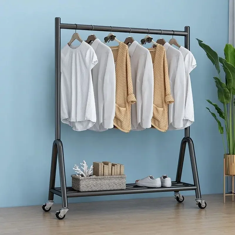 

Hanging Clothes hangers Hanging Cloth Rack Balcony Simple Indoor Bedroom Clothing Racks Household Mobile Coat Racks Furniture