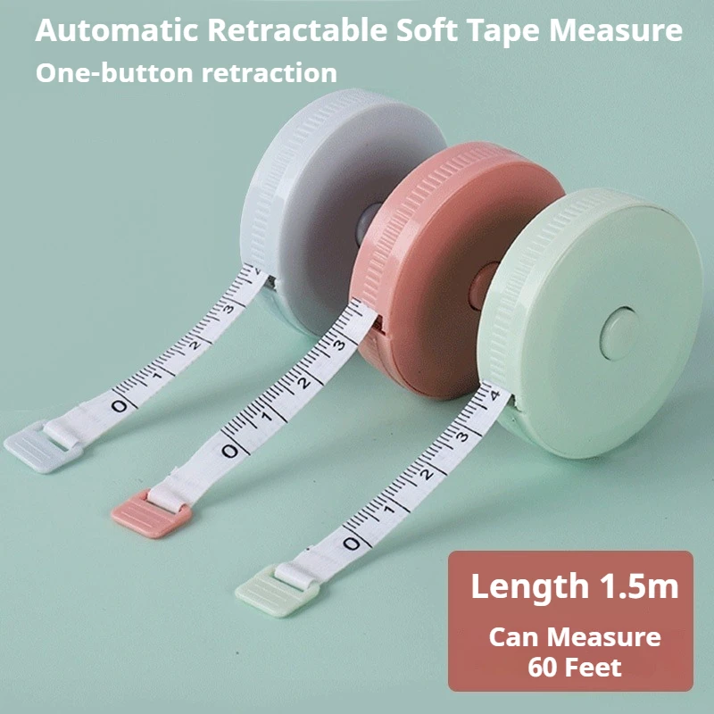 1PC 60 Feet Double-Sided Flexible Measuring Tape Retractable Sewing Tape for Body Fabric Tailoring Knitting Craft Durable Metal