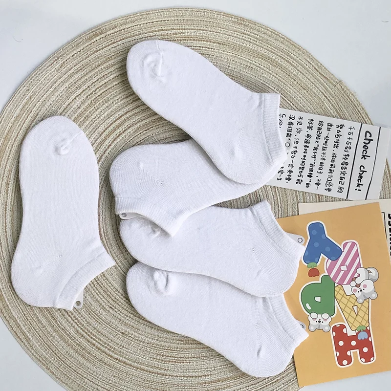 Calcetines cortos de algodón puro para niños y niñas, medias deportivas finas, transpirables, color blanco, 1 a 7 años, primavera y verano