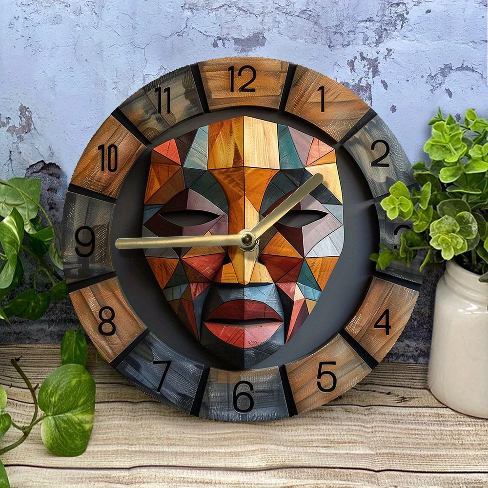 

Aluminum Wall Clock With African Mask Design - Diy, Spring & Easter Decor For Entrance digital wall clock modern design