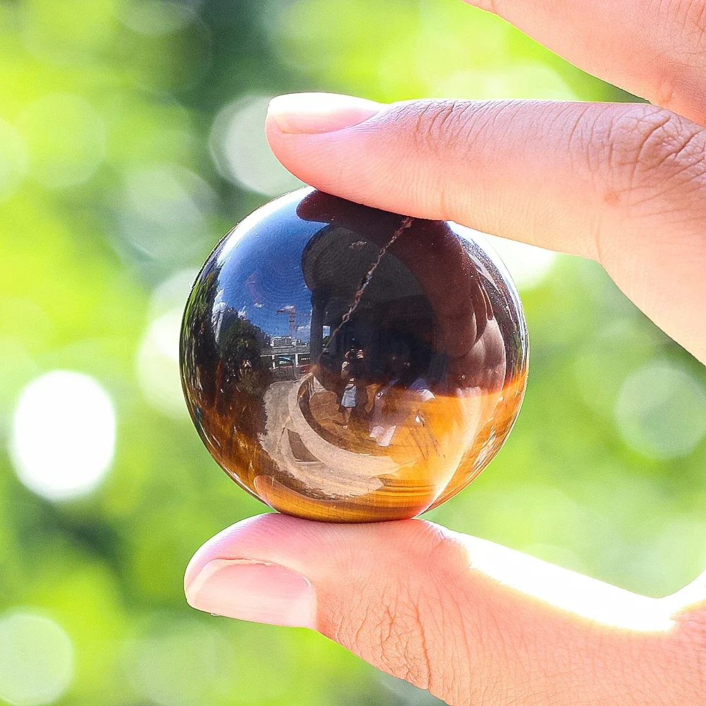 

Natural Tiger's Eye Crystal Ball Paperweight Stone Feng Shui Tabletop Study Room Decorations Crafts Planets Home Accessories