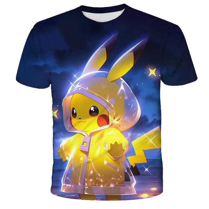 

Men's Clothing Pokemon Anime Children's T-shirts Pikachu Kids 3D T-shirts Boys Girls Short-sleeved Travel Parent-child Clothing