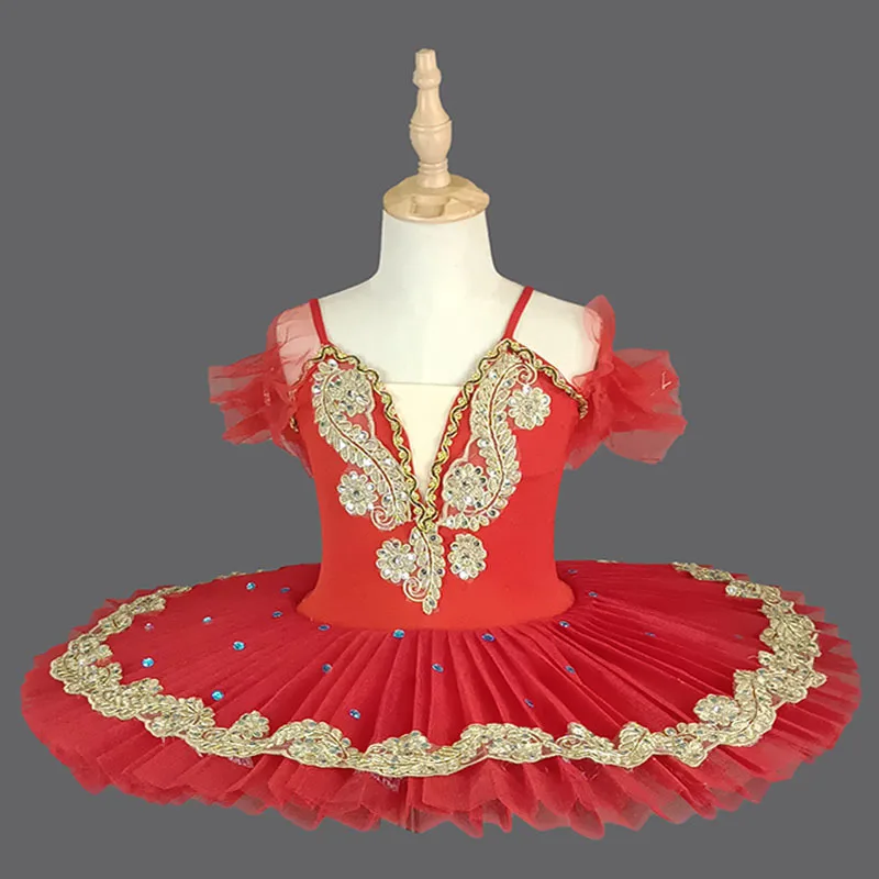 

2022 New red Professional Ballet Tutu Child Kids Ballerina Dress Adults Pancake Tutu Ballet Costumes Toddler Girl Dresses