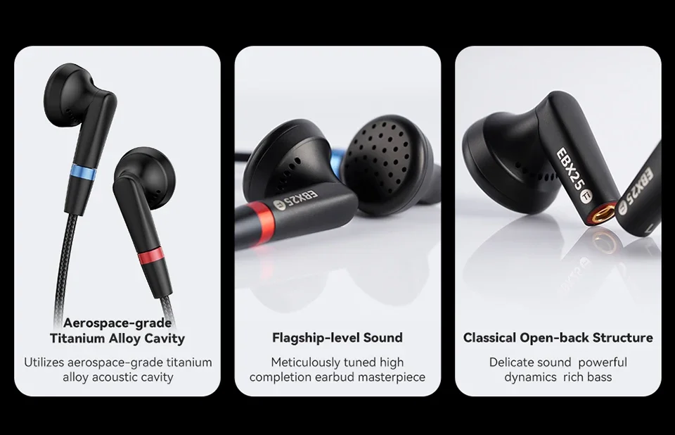 NICEHCK EBX25Ti HiFi イヤホン 14.2 ミリメートルドームベリリウム