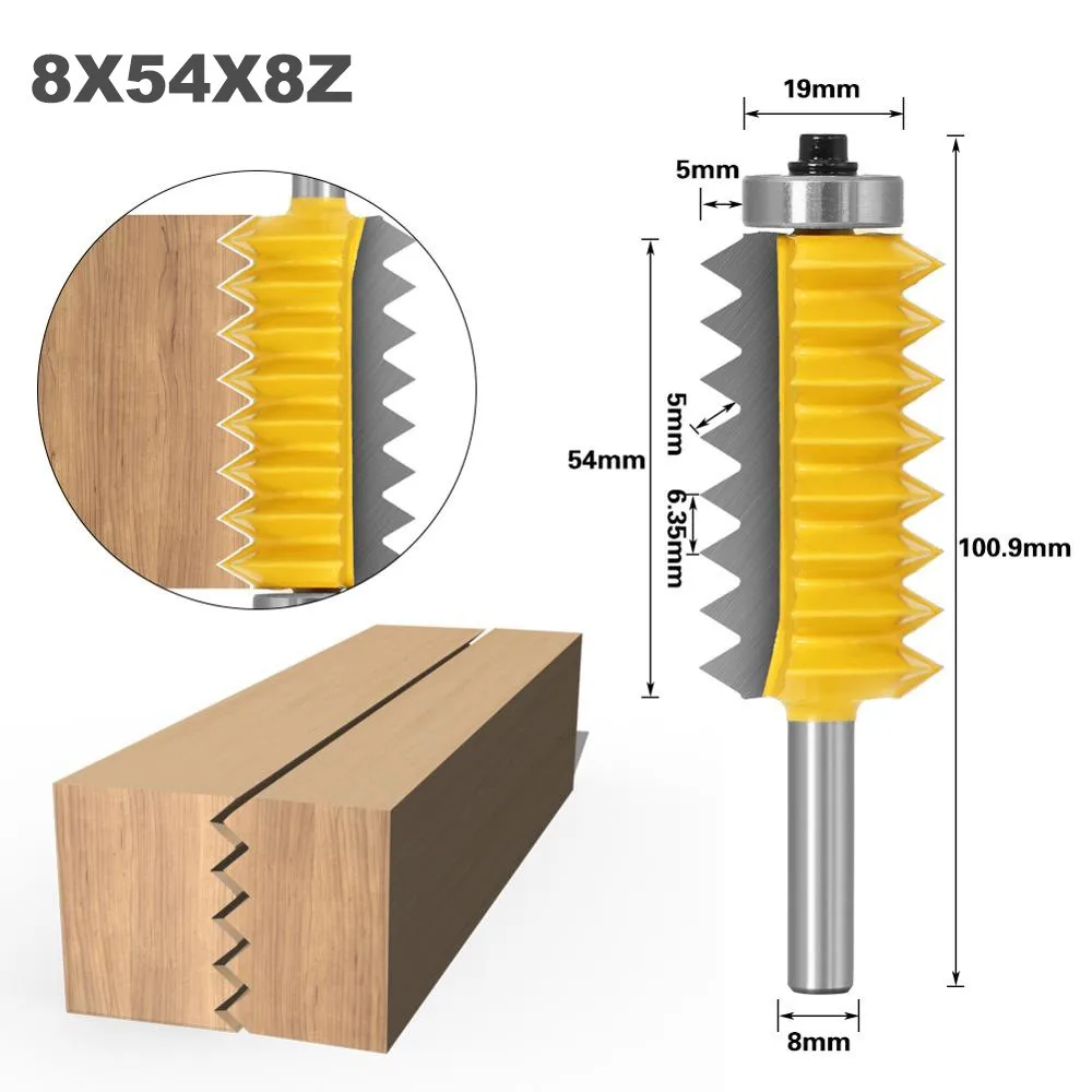 Multi Dente Tenon Cortador, Carpintaria Linha Cortador, Fresa, Corte Onda, Slotting Cortador, F1, 8mm de Diâmetro