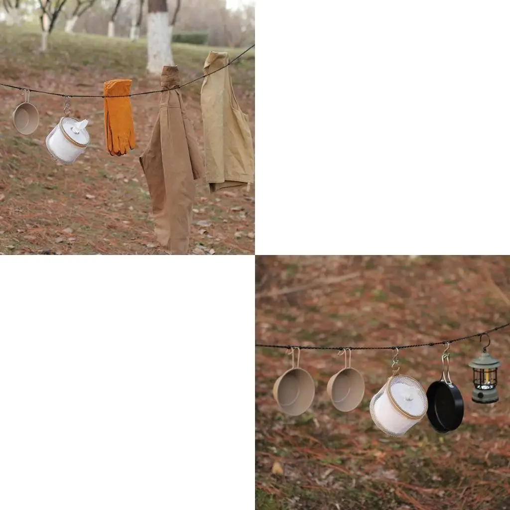 652F Camping Stretch Clothesline Windproof Clothesline Elastic Laundry Clothes Line Travel Washing Line with Solid Beads