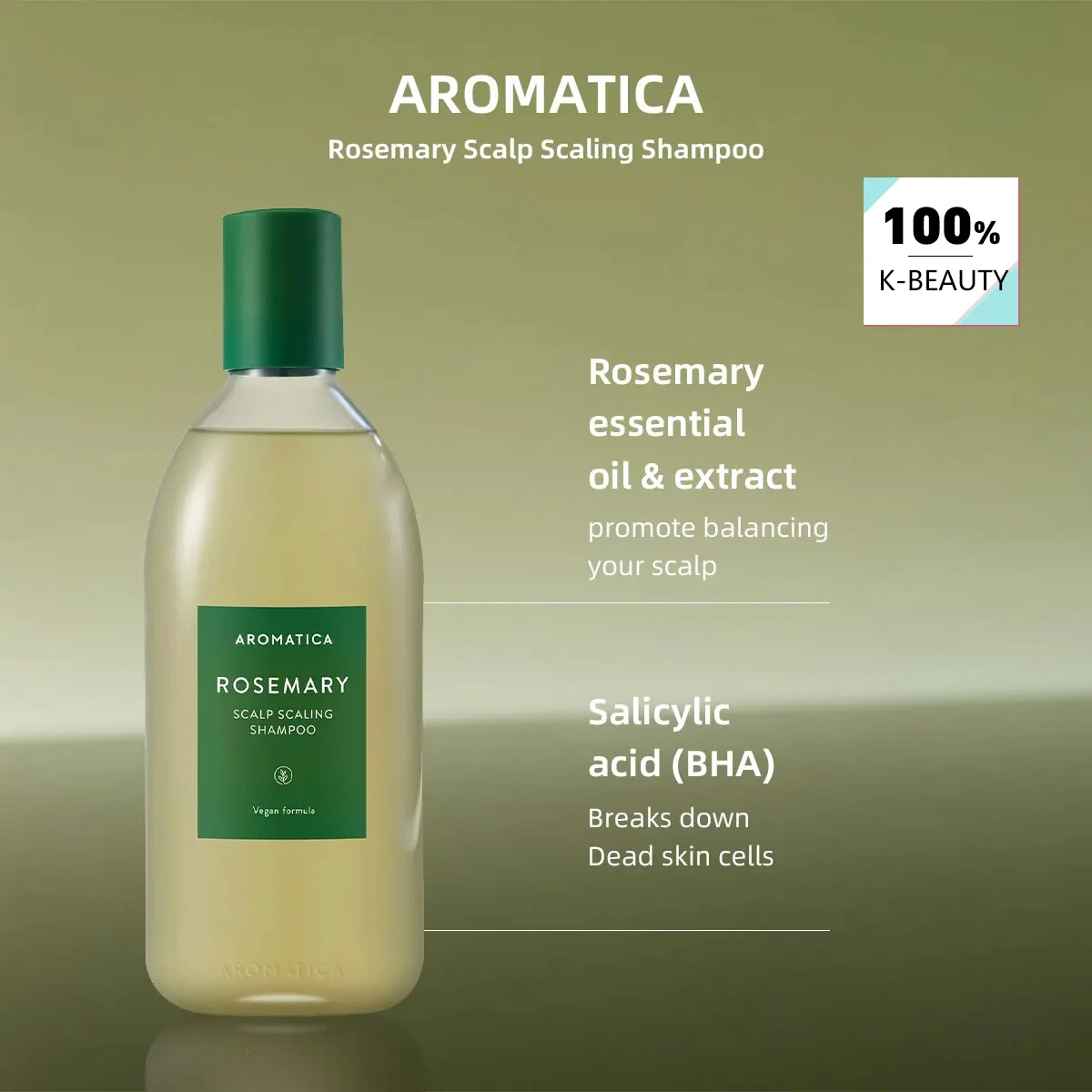

Aromatica Rosemary Scalp Scaling Shampoo,Smooth Gel Texture,Lightweight Non-Greasy Feel,Airy Foam Texture,K-Beauty,Korean Makeup
