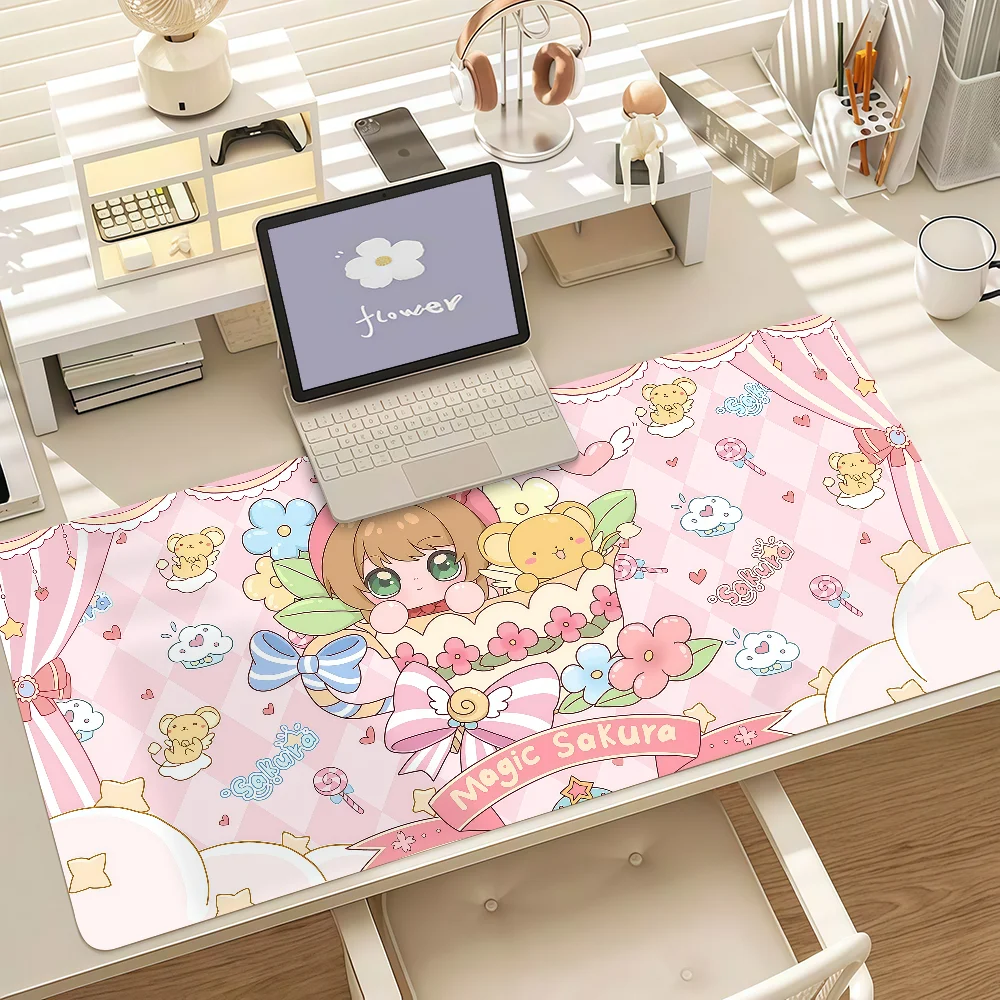 Sakura Magic Star Wing Large Mice Mat Mousepad Non‑Slip Rubber Base Desk Mat for Gaming Office Table Decor