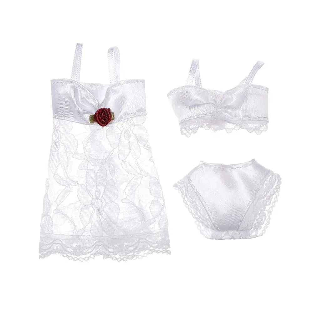 Doll Skirt Lace Night Dress Bra Underwear 3 In 1 Clothes Set Sexy Pajamas Lingerie Doll Accessories Baby Girl Gifts Doll Toys