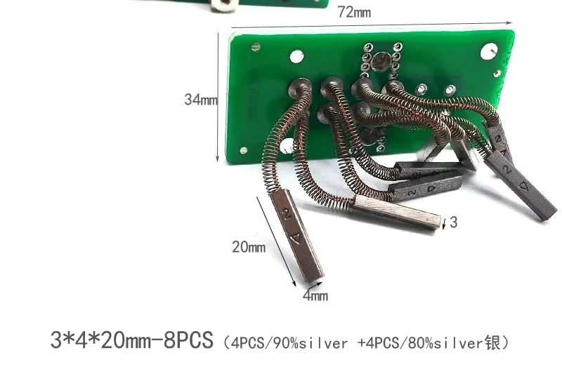UL94V-0 60-90% escovas de carbono prateadas 3*4*20mm/6*6*20/8*10*30 ct máquina acessórios de ferramenta elétrica teste cativo motor de escova de carbono