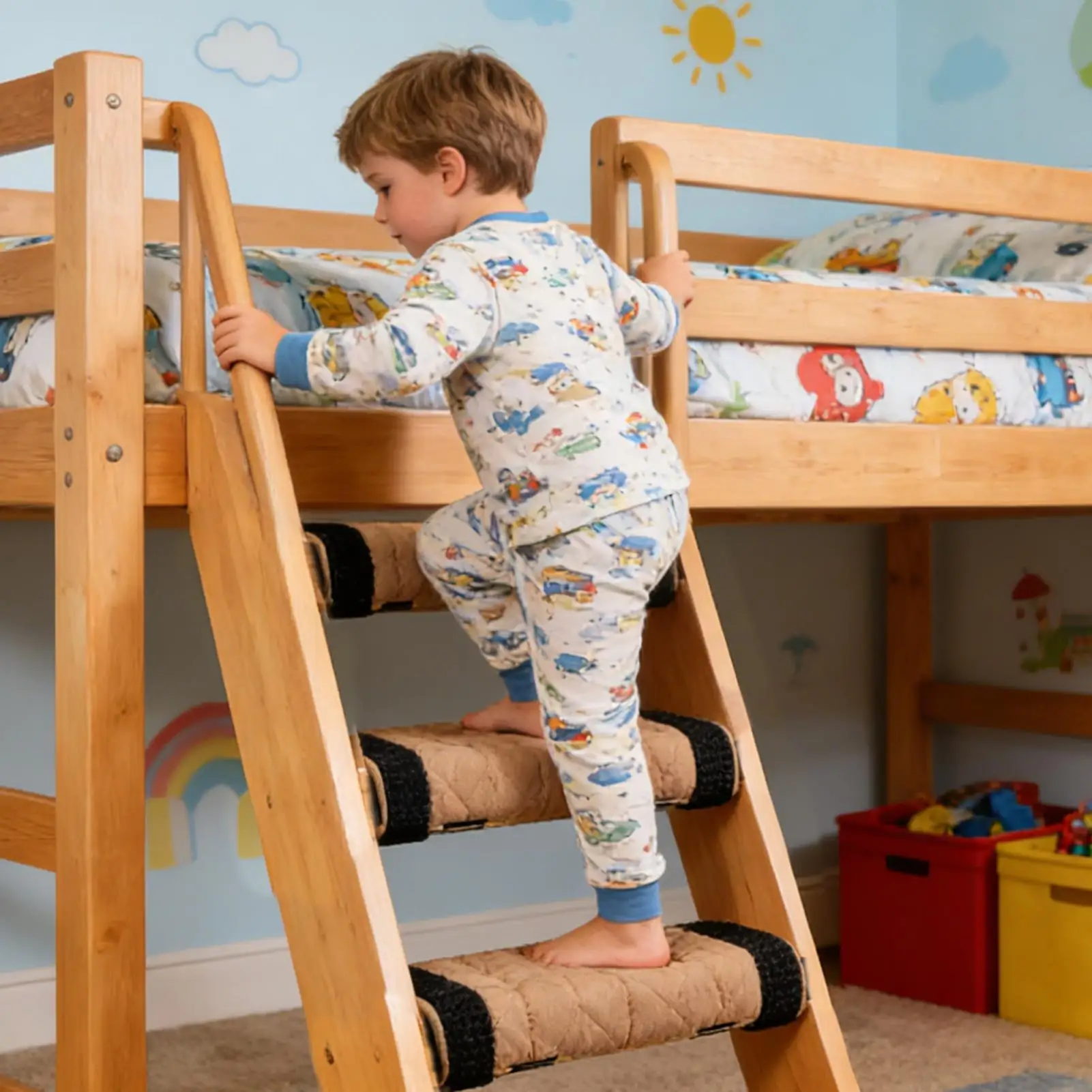 Bunk Bed Ladder Cushion 4-Piece With Adjustable Straps Dorm Bed Ladder Cushion Stair Covers For Safety Comfort Support Home Dorm