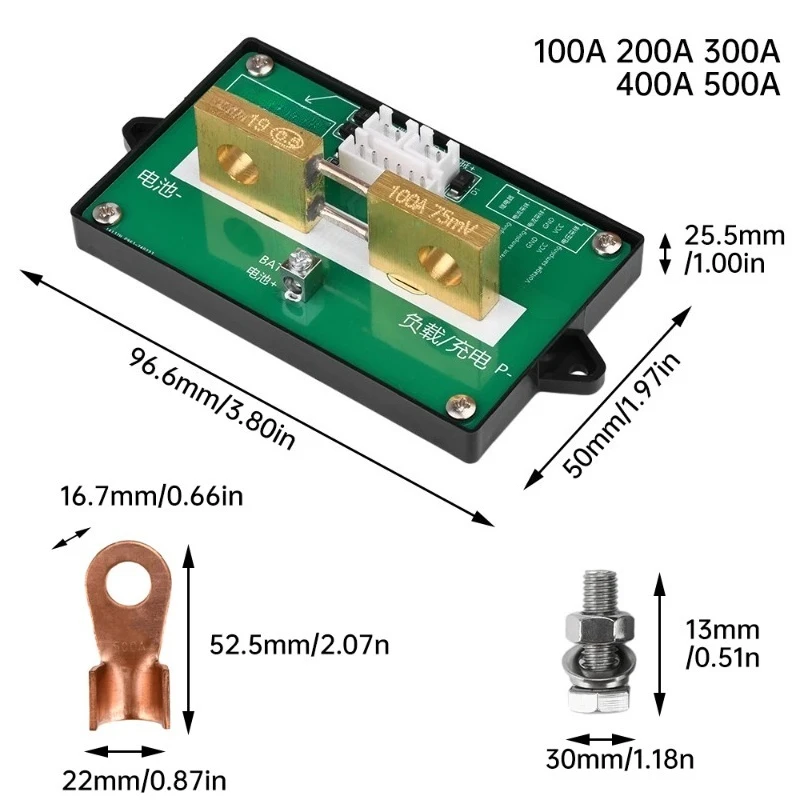 DC 7-200V Digital Battery Capacity Tester, Bidirectional Current Coulometer Voltmeter Ammeter with Color Display