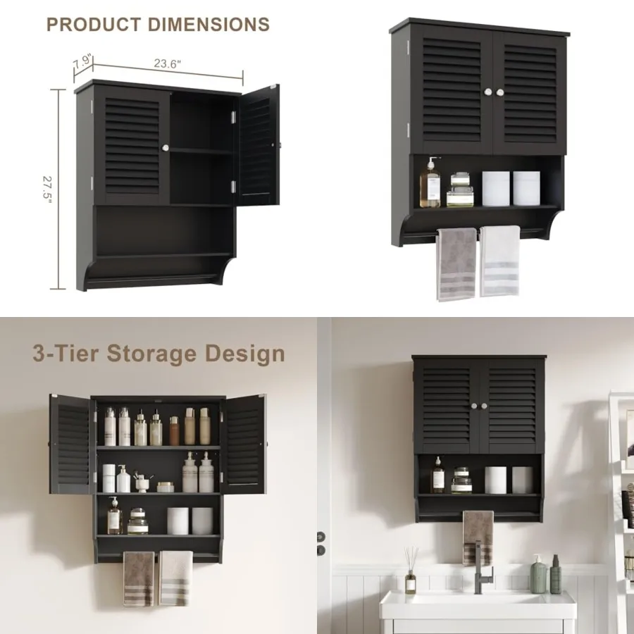 

Bathroom Wall Cabinet, Medicine Cabinet, 2 Doors Over The Toilet Space Saver Storage Cabinet with Large Space