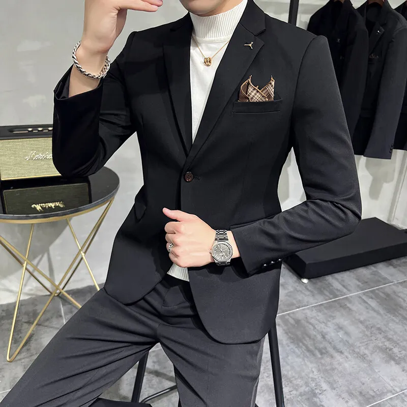 Korean Version Slim Suit Two-piece Solid Color Wedding Suit