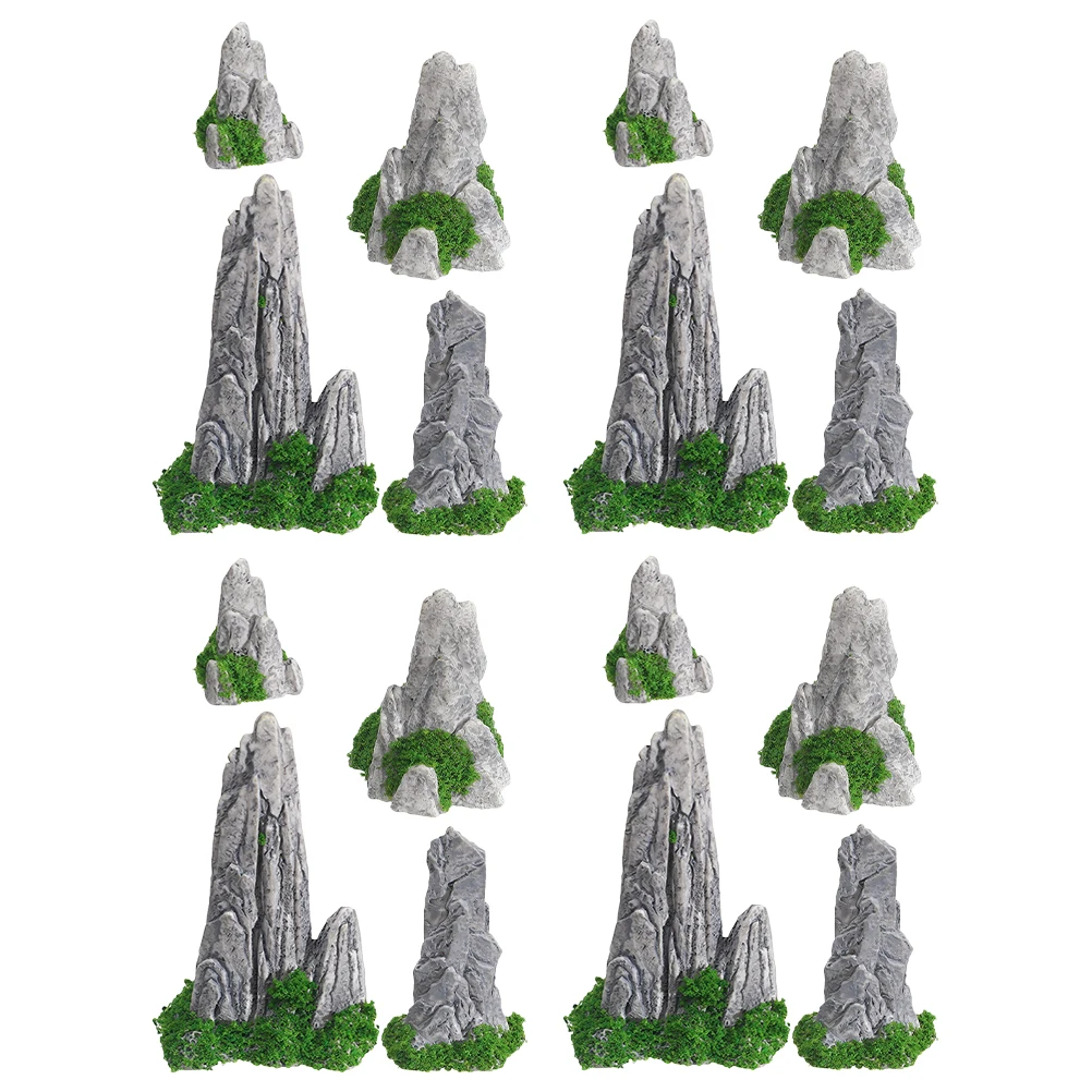 

16 Pcs Micro Landscape Ornament Realistic Mini Bonsai Figurines Mountain Decoration Rockery Garden Terrarium Statues